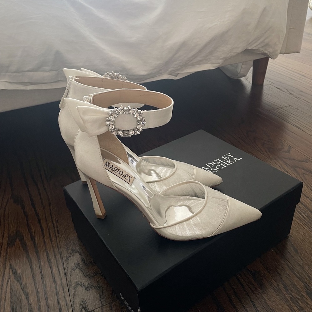 Badgley Mischka Embellished Ankle Strap Bridal Pumps - Picture 3 of 3